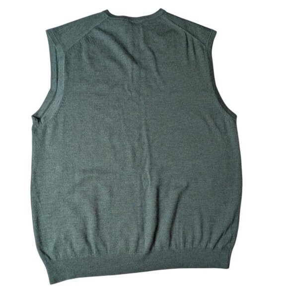 Jos. A. Bank 100% Merino Wool Sweater Vest Mens XL Green Preppy Academia - Picture 2 of 5